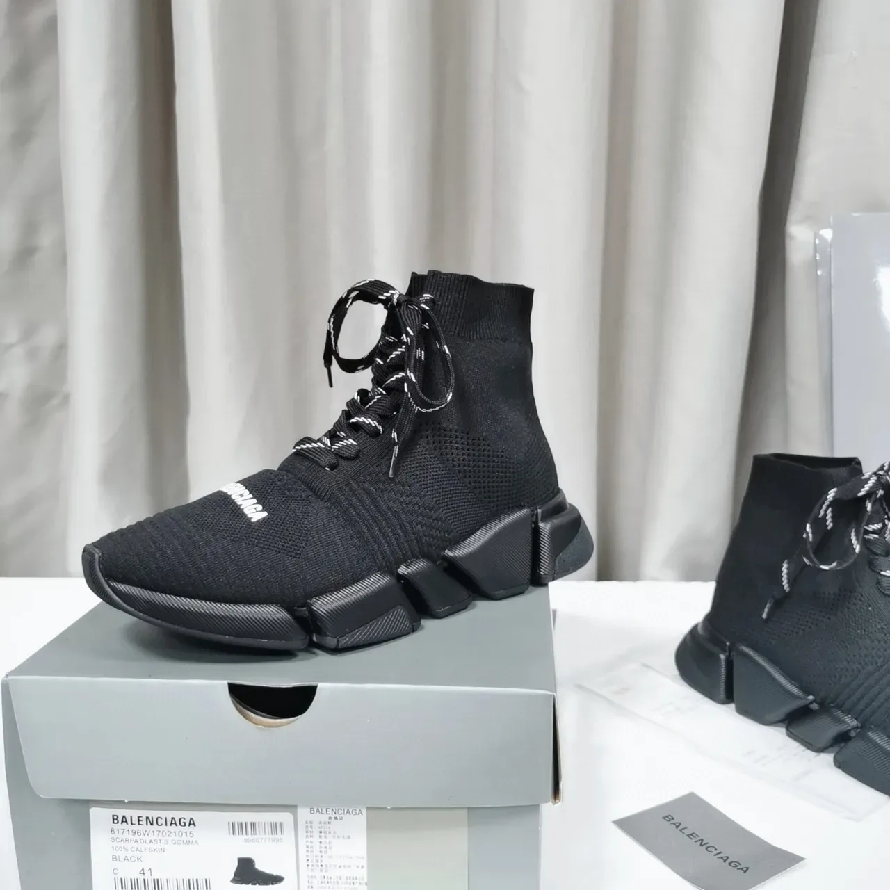 Balenciaga Speed Trainer Sneakers Lifestyle Noires en Maille Hautes 3