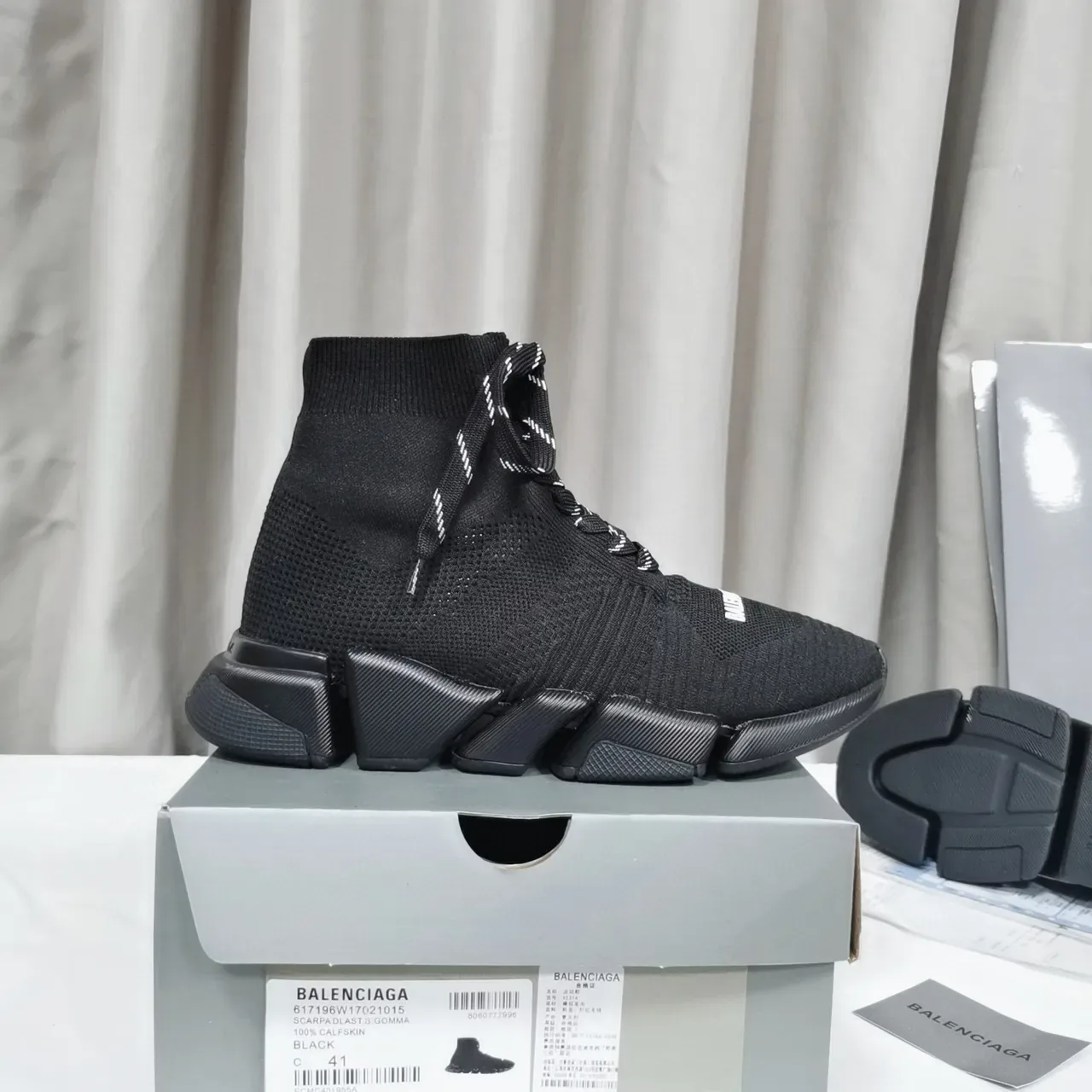 Balenciaga Speed Trainer Sneakers Lifestyle Noires en Maille Hautes 4