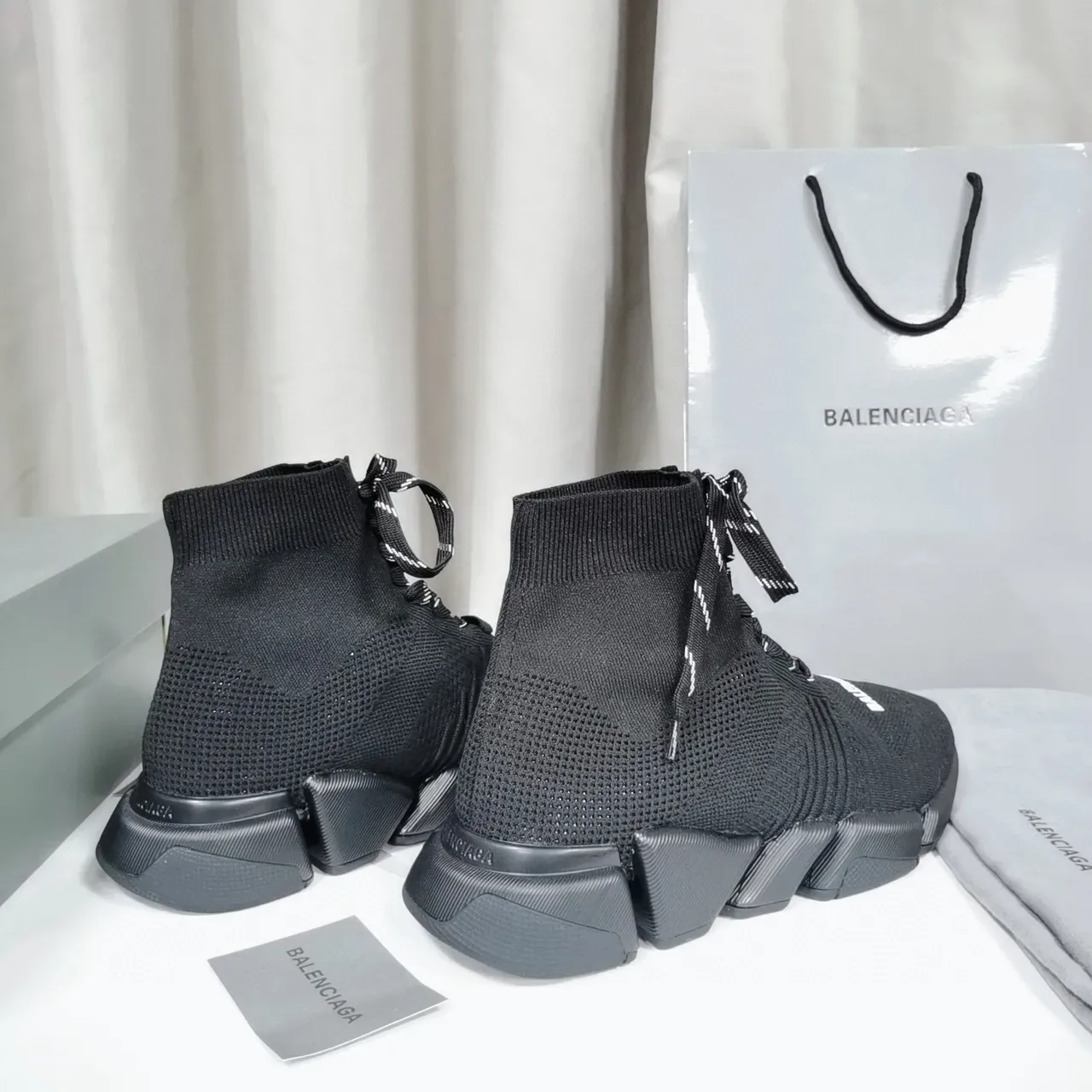 Balenciaga Speed Trainer Sneakers Lifestyle Noires en Maille Hautes 5