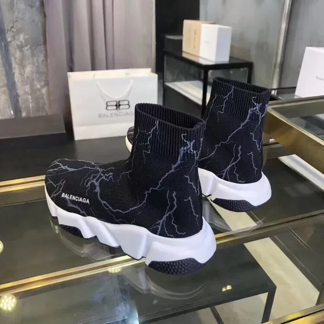 Balenciaga Speed Trainer أسود Lightning Bolt أحذية أسلوب حياة 2