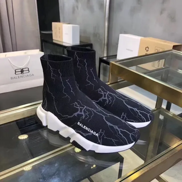 Balenciaga Speed Trainer أسود Lightning Bolt أحذية أسلوب حياة 3