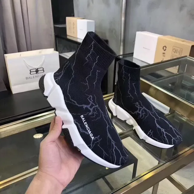 Balenciaga Speed Trainer أسود Lightning Bolt أحذية أسلوب حياة 4