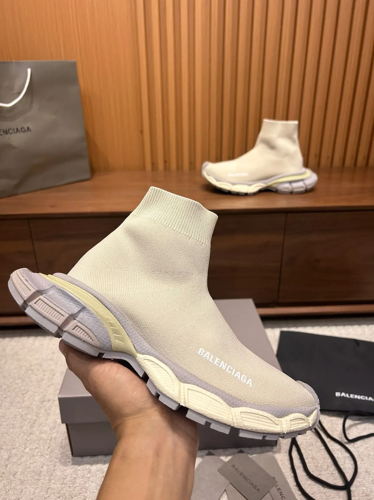 Balenciaga Speed Trainer Off-White Sock-Fit Lifestyle Sneakers 4