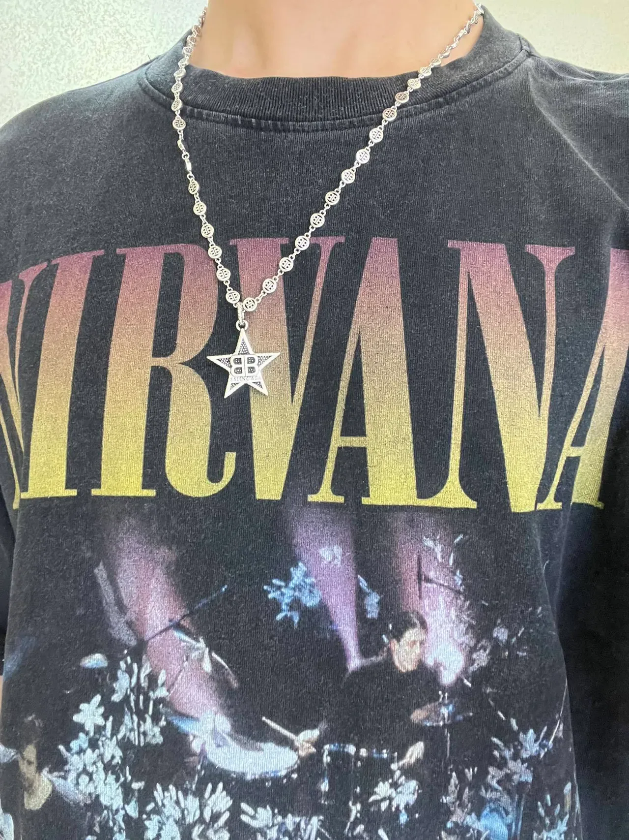 Balenciaga Collier Pendentif Étoile Chaîne Argent Noir 2