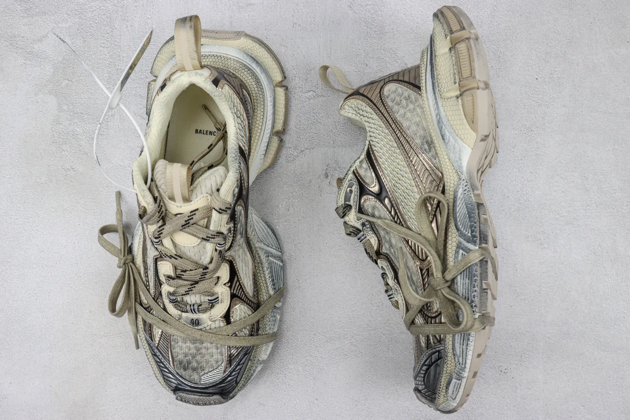Balenciaga Track Trainer Beige Silver Chunky Sneakers 3