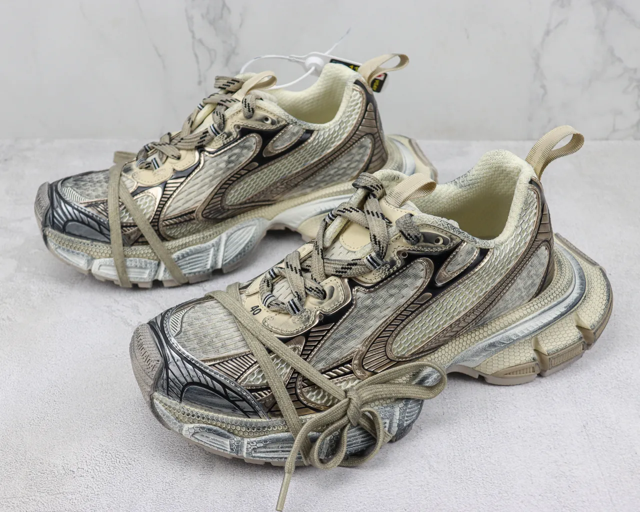 Balenciaga Track Trainer Beige Silver Chunky Sneakers 4