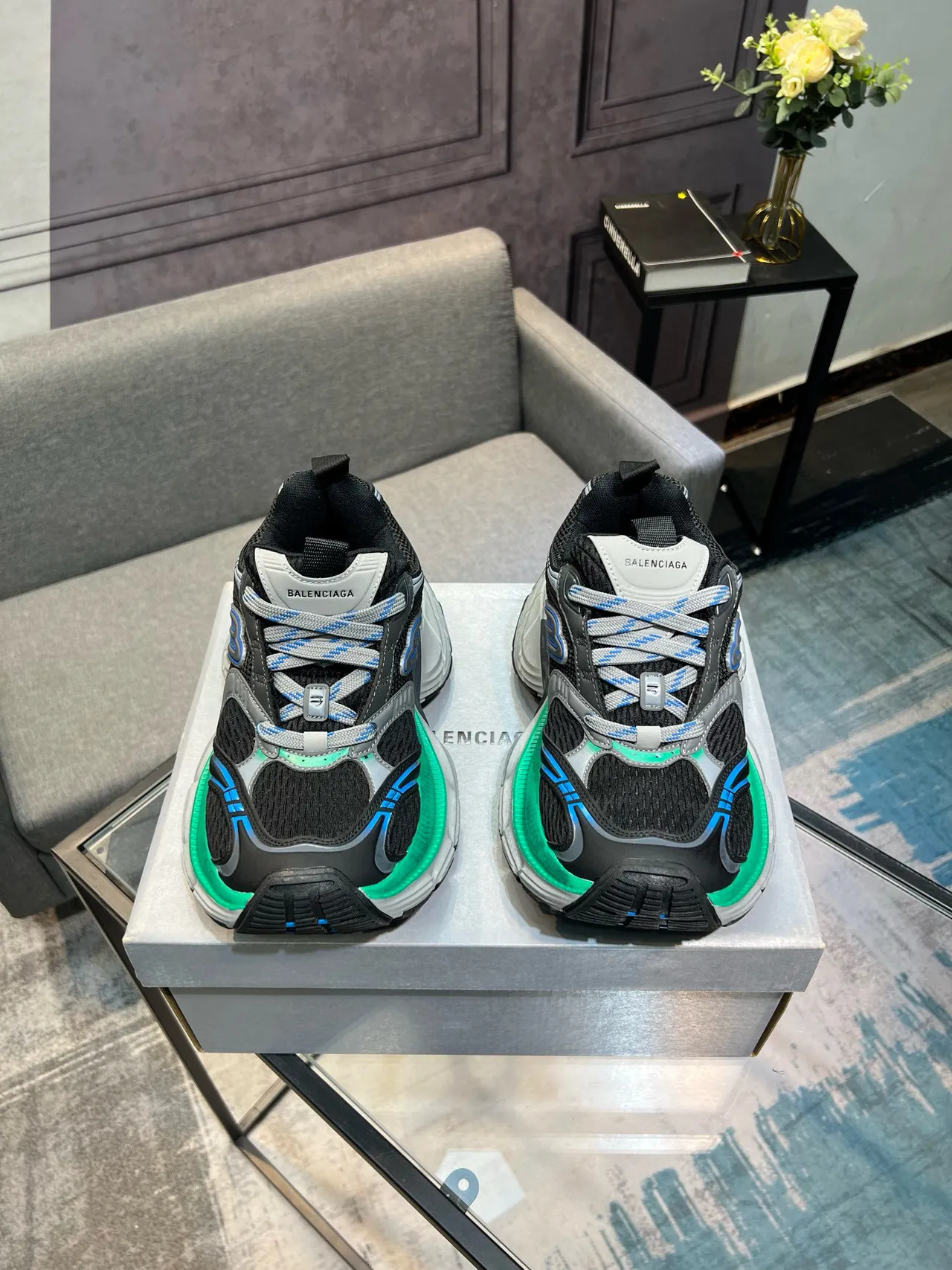 Balenciaga Track Trainer Sneakers Chunky Noir Vert Bleu 2