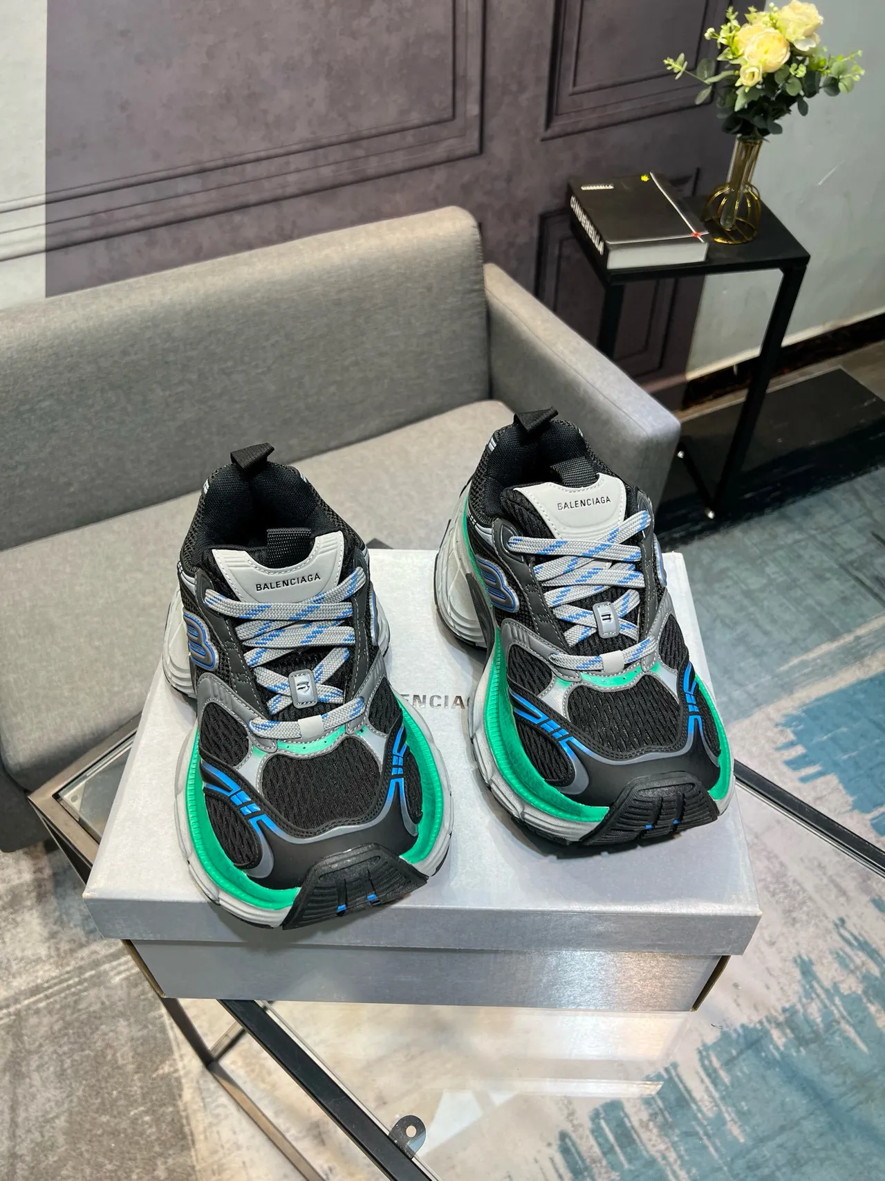Balenciaga Track Trainer Sneakers Chunky Noir Vert Bleu 5