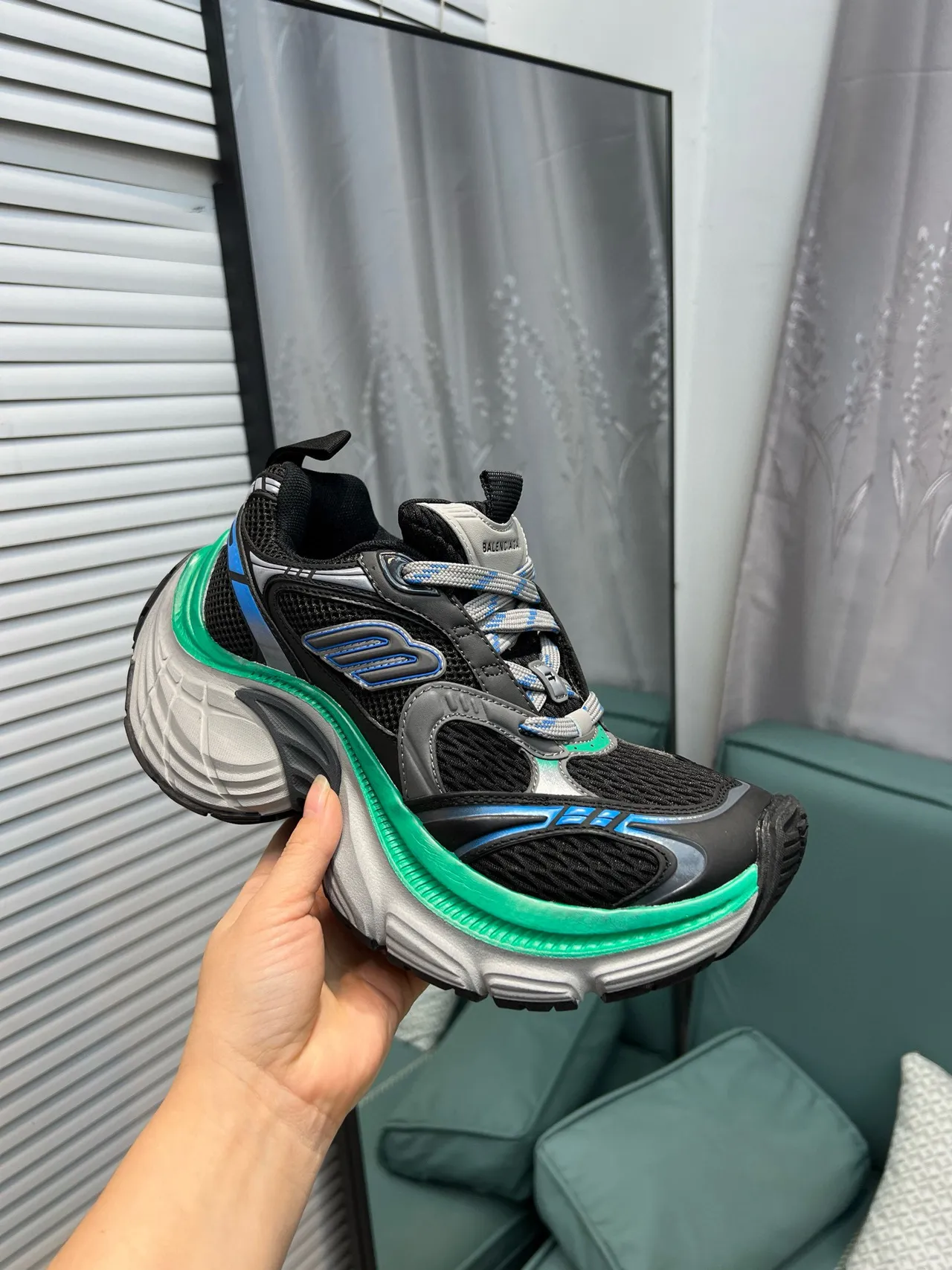 Balenciaga Track Trainer Sneakers Chunky Noir Vert Bleu 6