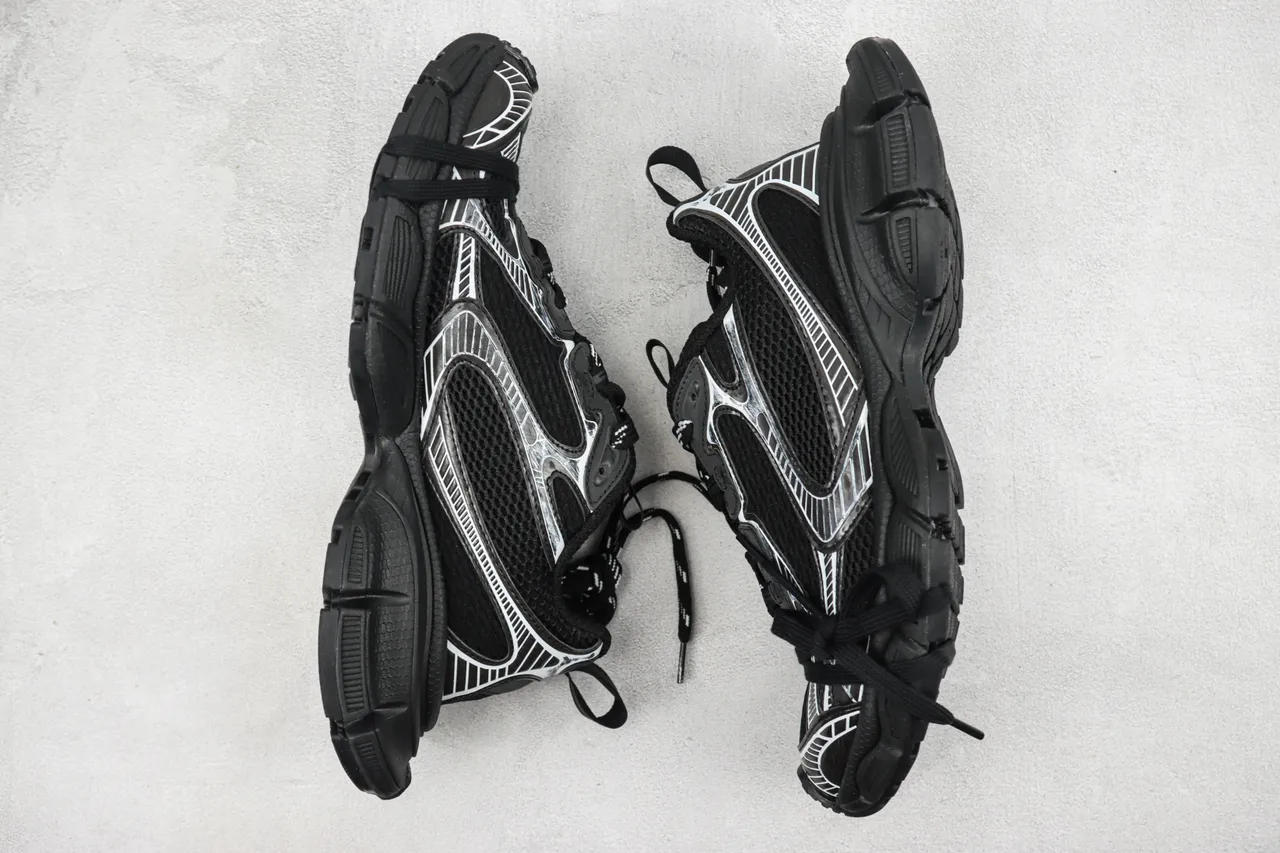 Balenciaga Track Trainer أحذية رياضية سوداء فضية سميكة 2