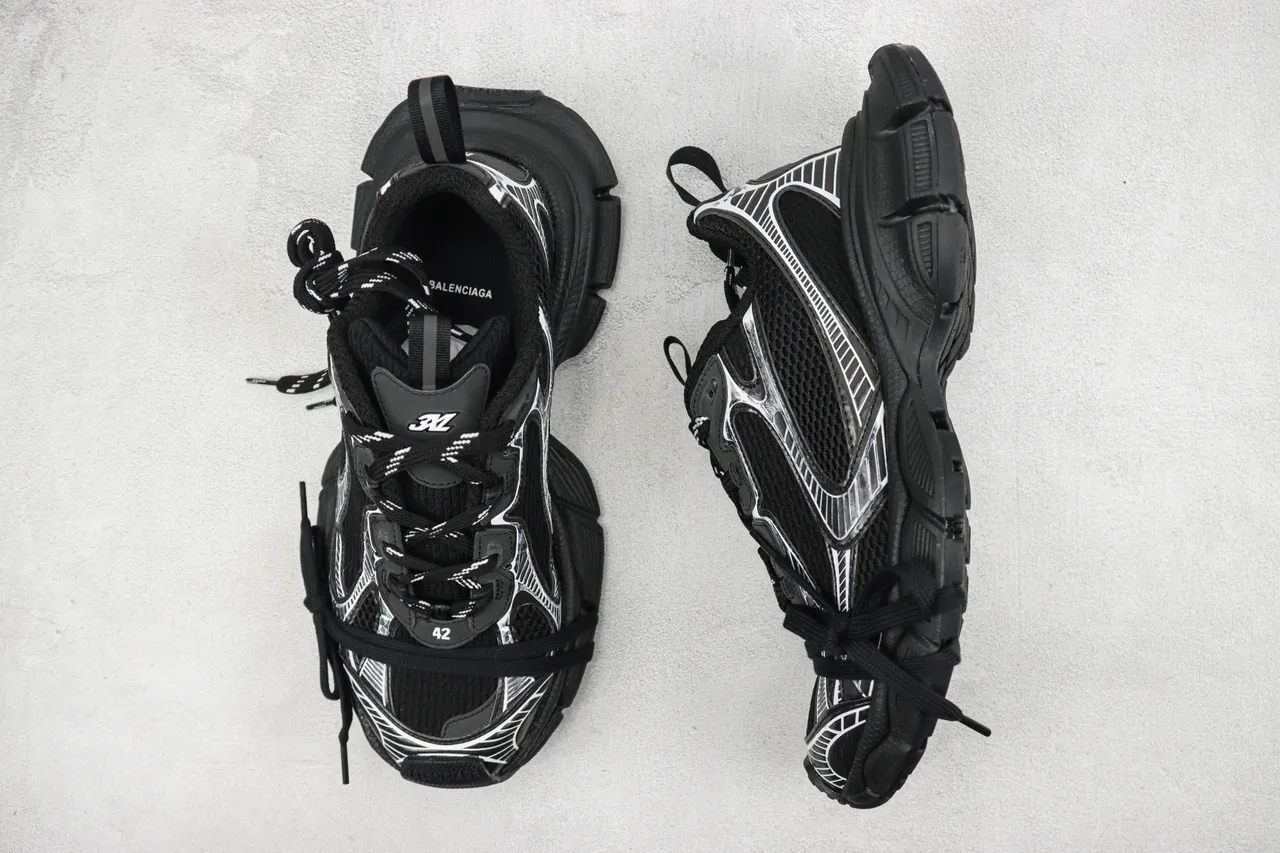 Balenciaga Track Trainer أحذية رياضية سوداء فضية سميكة 3