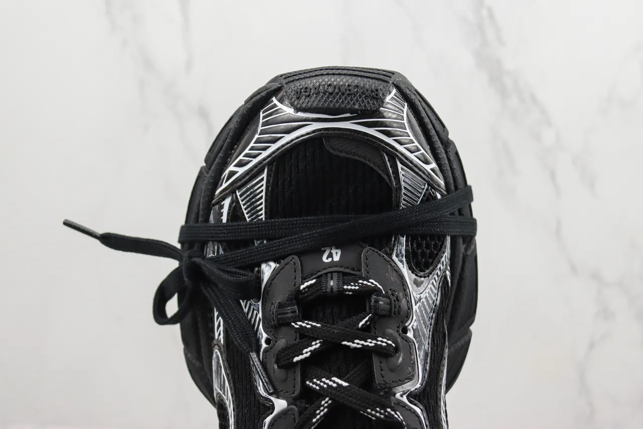Balenciaga Track Trainer أحذية رياضية سوداء فضية سميكة 6