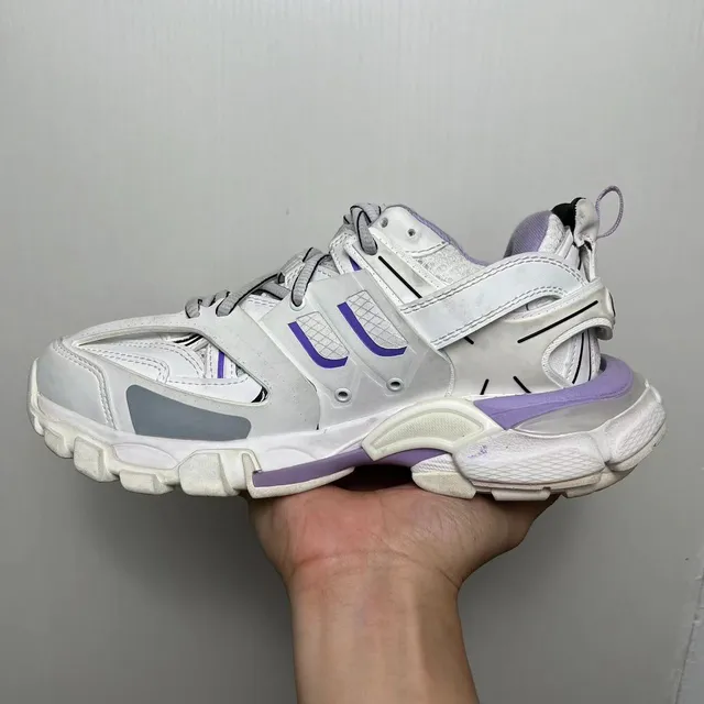 Balenciaga Track Trainer White and Lavender Chunky Sneakers 2