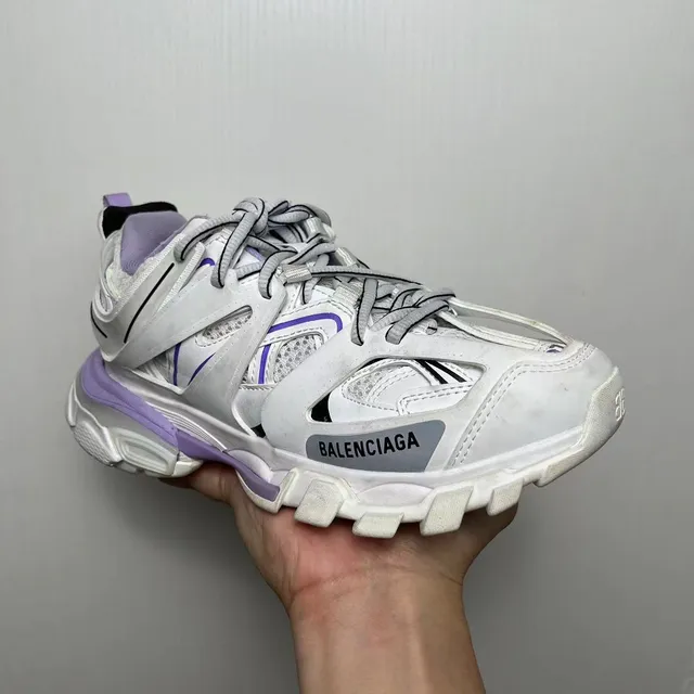 Balenciaga Track Trainer White and Lavender Chunky Sneakers 3