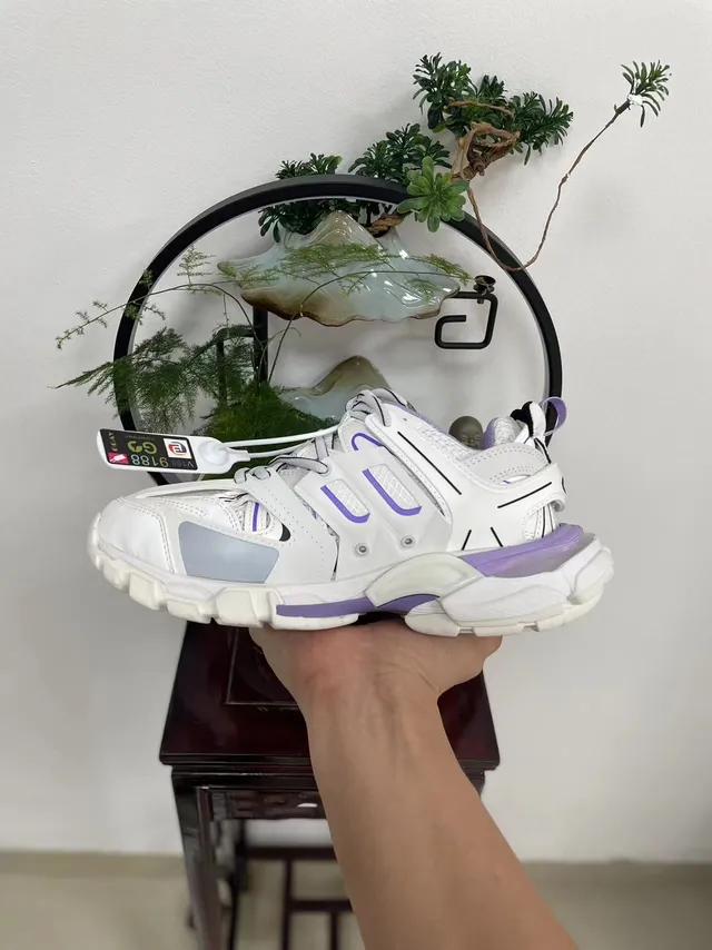 Balenciaga Track Trainer White and Lavender Chunky Sneakers 5