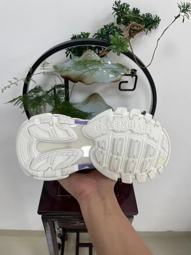 Balenciaga Track Trainer White and Lavender Chunky Sneakers 7