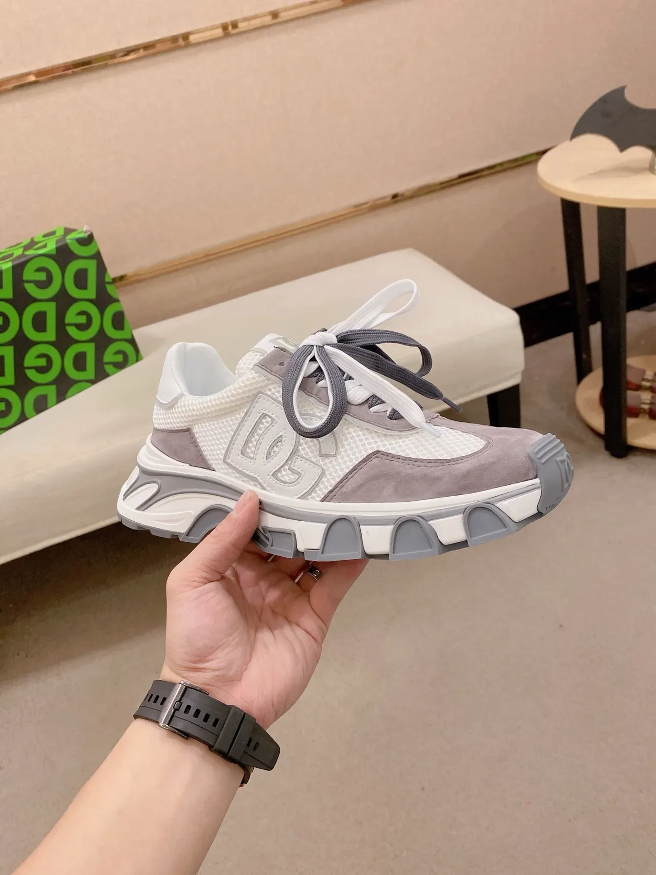 Balenciaga Track Trainer Sneakers Chunky Blanc Gris Maille Suede 5