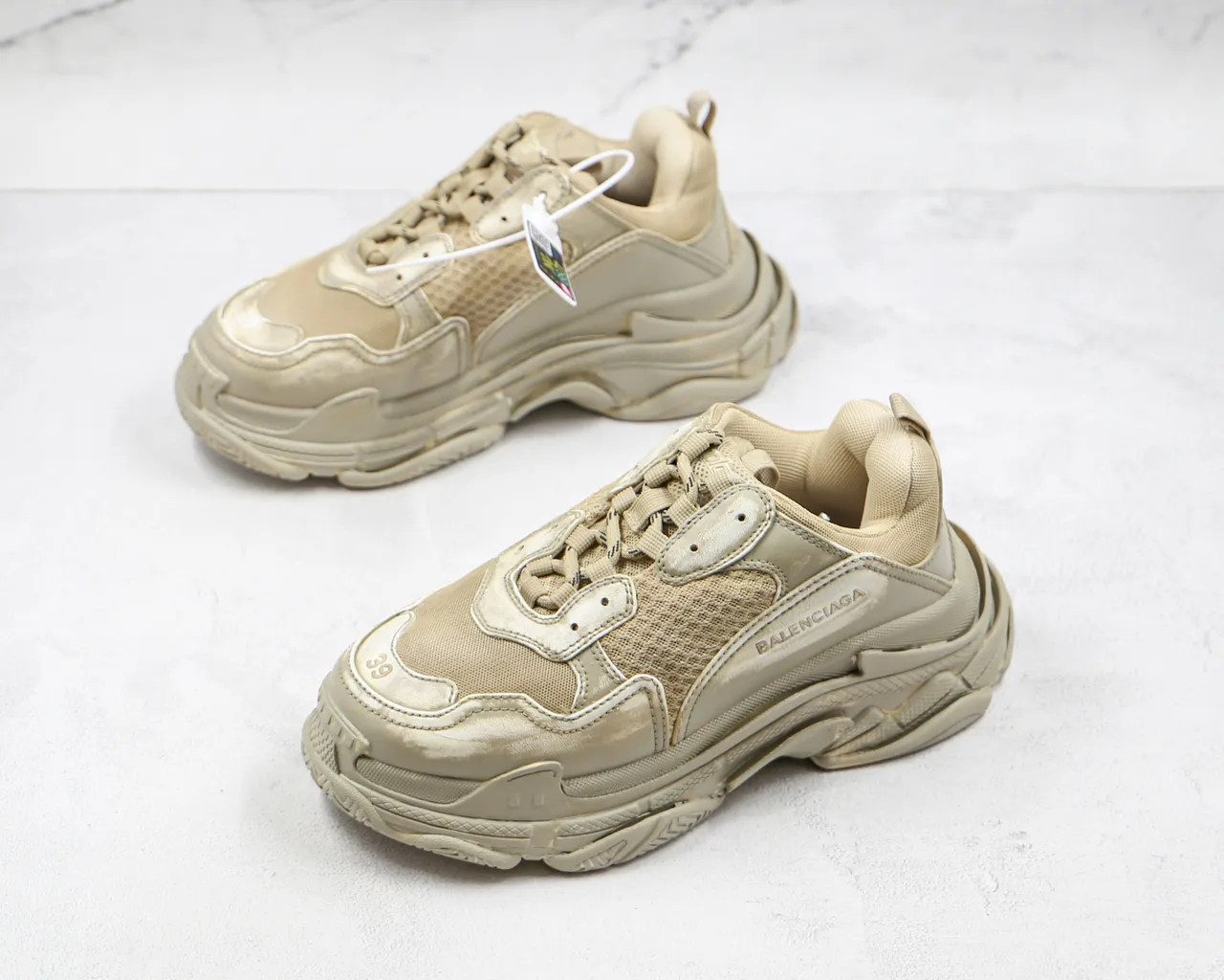 Balenciaga Triple S Beige Chunky Sneakers 7