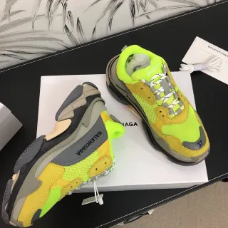 Balenciaga Triple S Runner Neon Lime Yellow Gray أحذية رياضية كبيرة