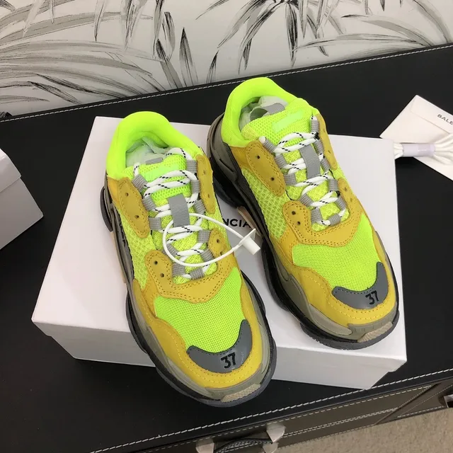 Balenciaga Triple S Runner Neon Lime Yellow Gray Baskets Chunky 2