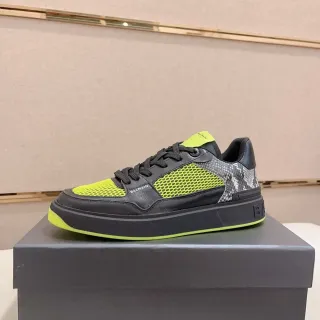 Balmain Black Yellow Platform Sole Mesh And Leather Paneling Lifestyle Sneakers