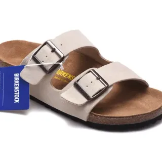 Birkenstock Arizona Beige Suede Two-Strap Casual Sandals
