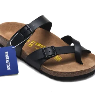 Birkenstock Arizona কালো চামড়ার ক্যাজুয়াল স্যান্ডেল