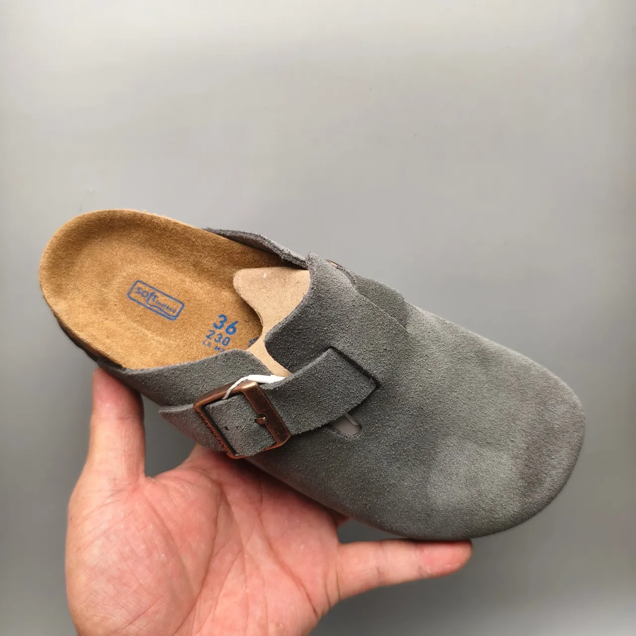 Birkenstock Arizona Chaussure en daim gris à boucle 3