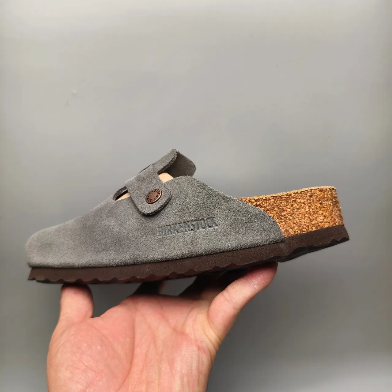 Birkenstock Arizona Chaussure en daim gris à boucle 4