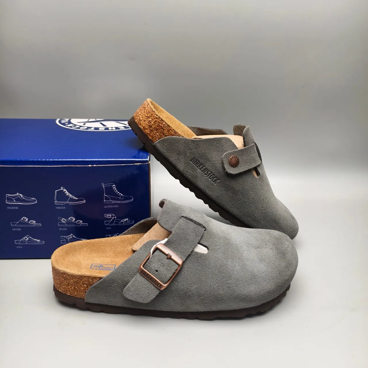 Birkenstock Arizona Chaussure en daim gris à boucle 6