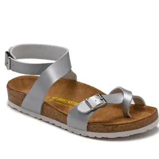 Birkenstock Arizona মেটালিক সিলভার ক্যাজুয়াল স্যান্ডেলস