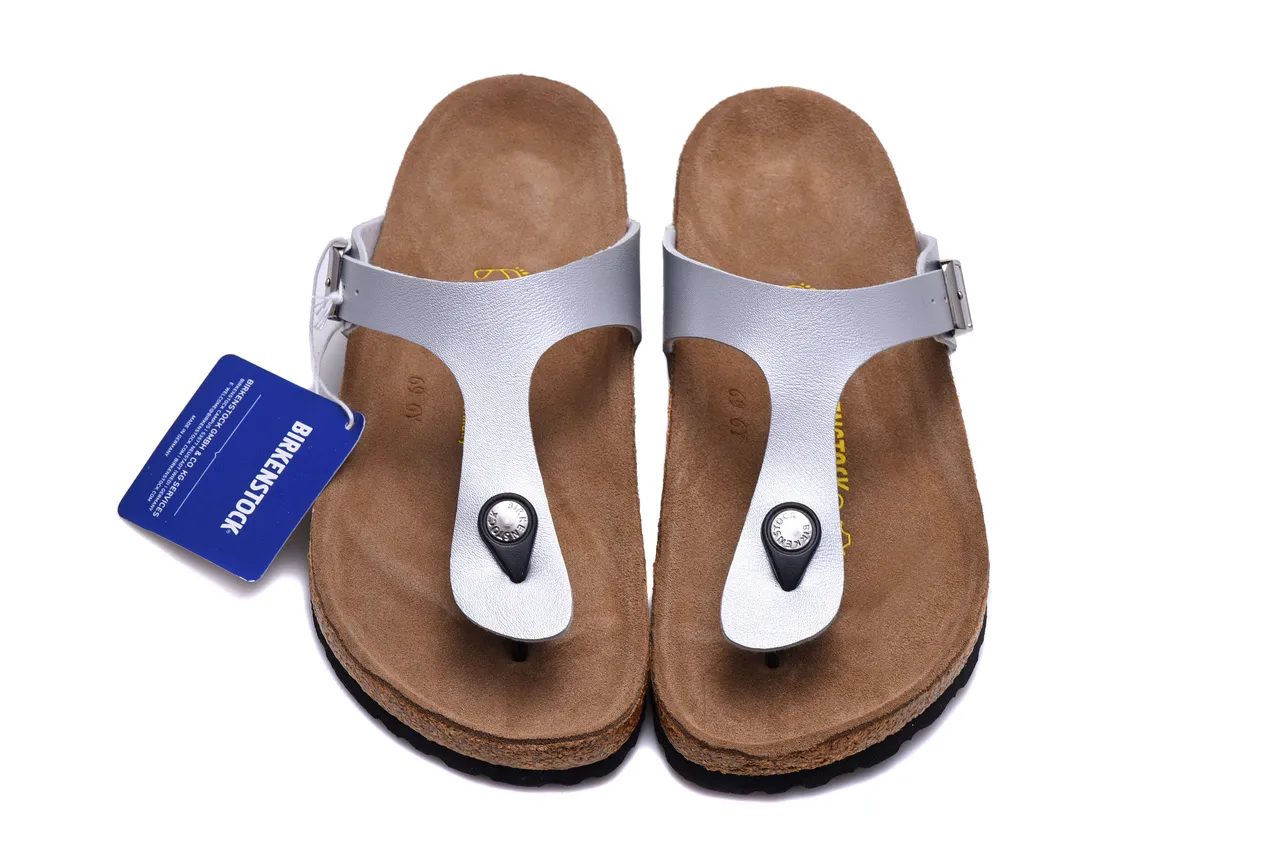 Birkenstock Arizona صنادل كاجوال فضية معدنية 3