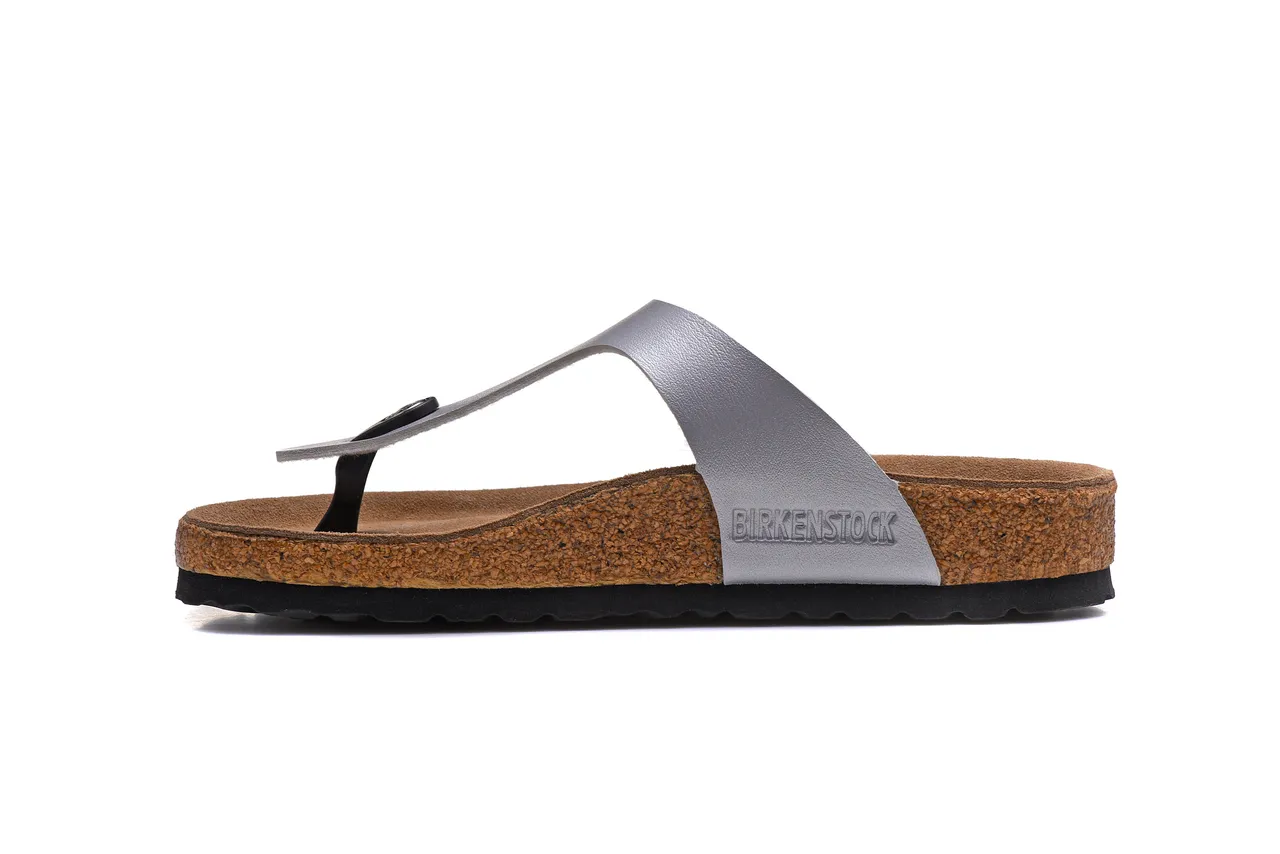 Birkenstock Arizona صنادل كاجوال فضية معدنية 4
