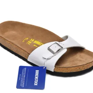 Birkenstock Arizona সাদা চামড়ার আরামদায়ক স্যান্ডেল