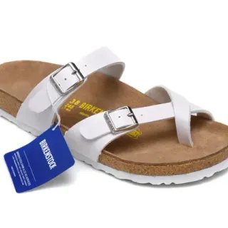 Birkenstock Arizona সাদা দুই স্ট্র্যাপ বাকল ক্যাজুয়াল স্যান্ডেল