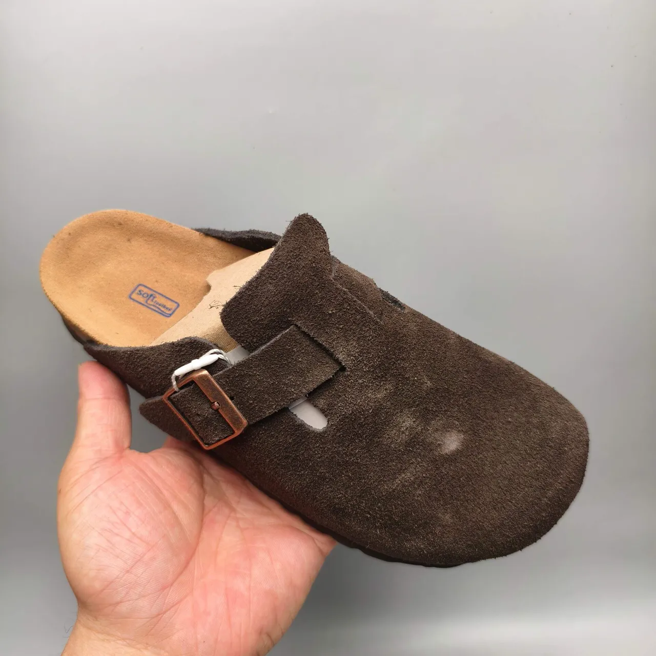 Birkenstock Boston Sapato de casa de camurça marrom de alça única 3