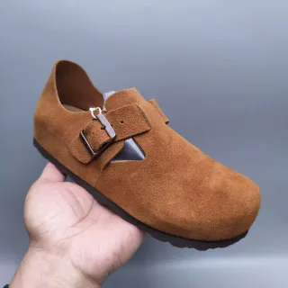 Birkenstock Marron Noir Daim Supérieur Boucle Unique T-Strap Chaussures Casual