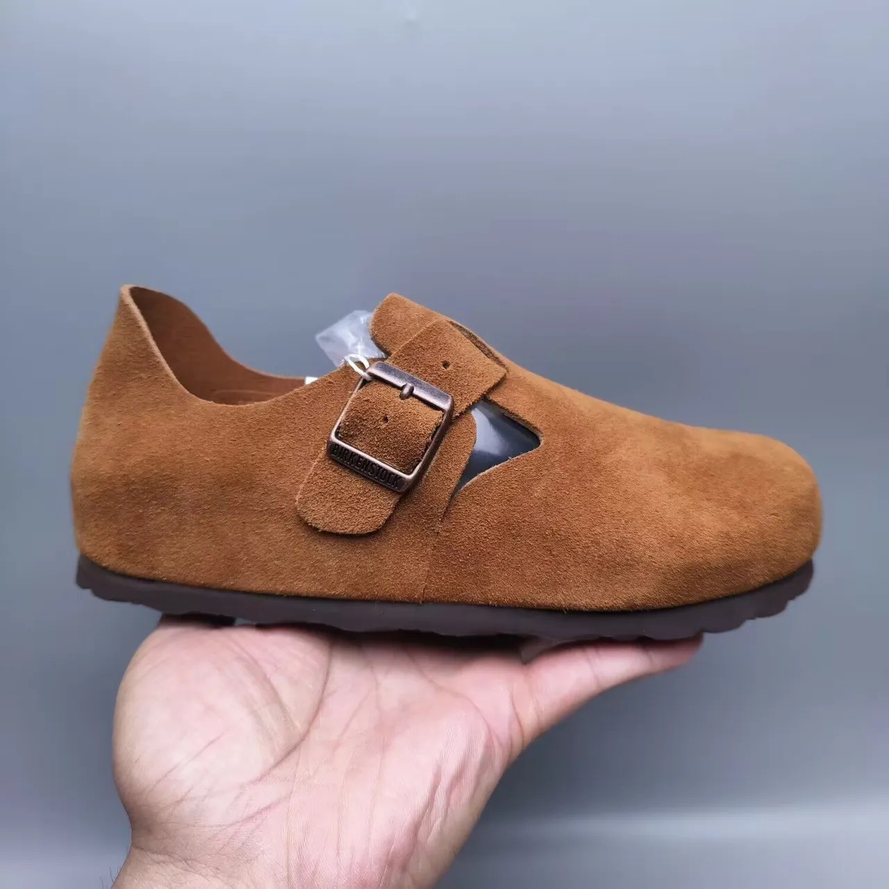 Birkenstock Marrom Preto Camurça Superior Fecho Único T-Strap Sapatos Casuais 3