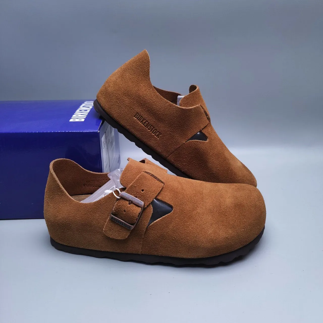 Birkenstock Marrom Preto Camurça Superior Fecho Único T-Strap Sapatos Casuais 4