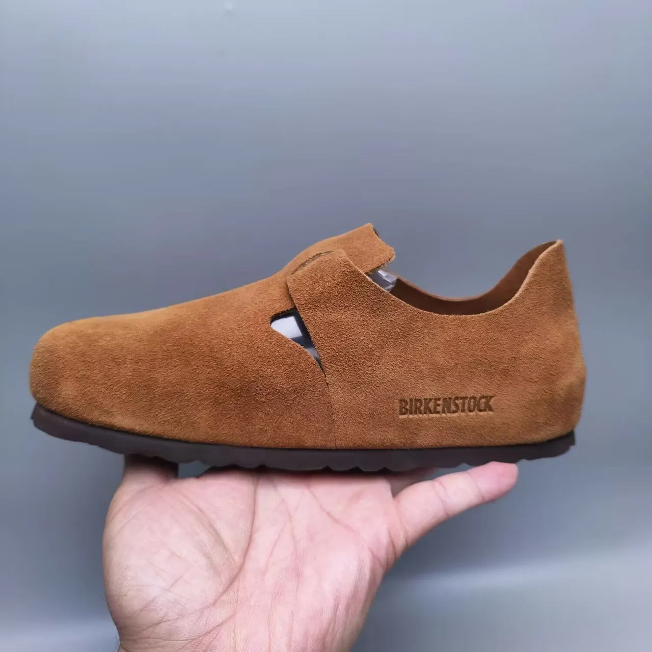 Birkenstock Marrom Preto Camurça Superior Fecho Único T-Strap Sapatos Casuais 7