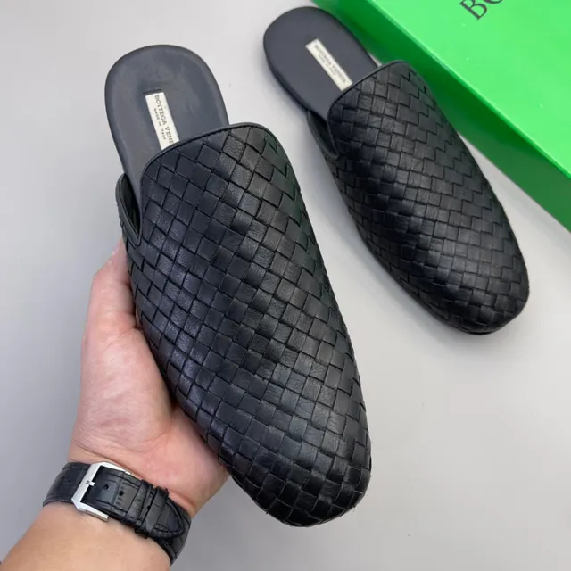 بوتيغا فينيتا Andiamo أحذية كاجوال جلد Mule أسود Intrecciato منسوج سيليويت 4