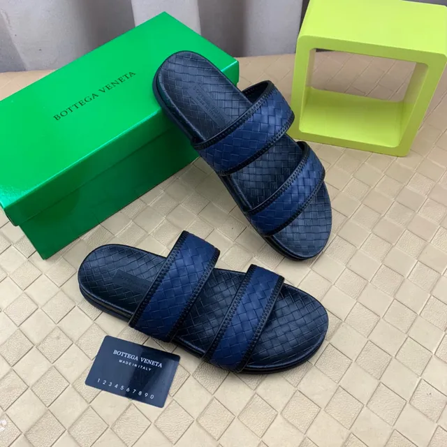 Bottega Veneta Andiamo Bleu marine Intrecciato Cuir tissé Chaussons 7