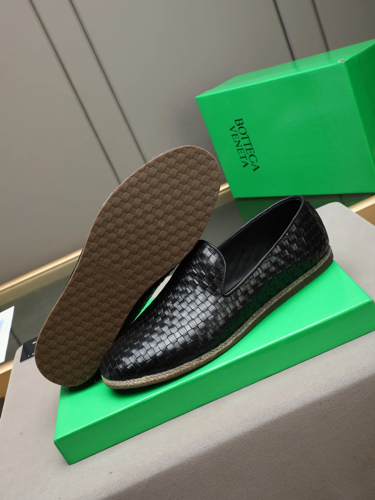 Bottega Veneta Andiamo tissé Intrecciato mocassin noir 4