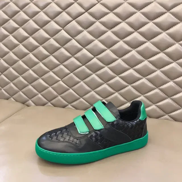 Bottega Veneta Black Green Woven Leather Velcro Strap Closure Lifestyle Sneakers 5