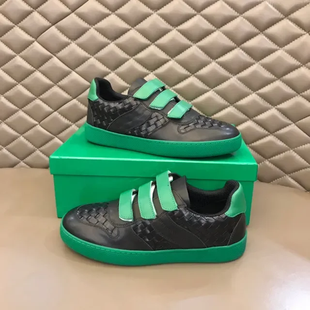 Bottega Veneta Black Green Woven Leather Velcro Strap Closure Lifestyle Sneakers 6
