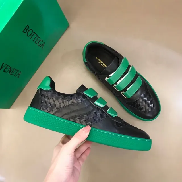 Bottega Veneta Black Green Woven Leather Velcro Strap Closure Lifestyle Sneakers 7