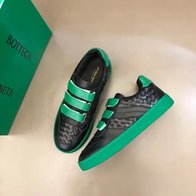 Bottega Veneta Black Green Woven Leather Velcro Strap Closure Lifestyle Sneakers 8