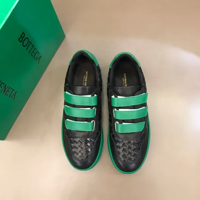 Bottega Veneta Black Green Woven Leather Velcro Strap Closure Lifestyle Sneakers 9