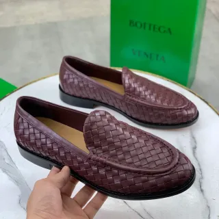 Bottega Veneta Brown Black Intrecciato Woven Leather Slip-On Loafer