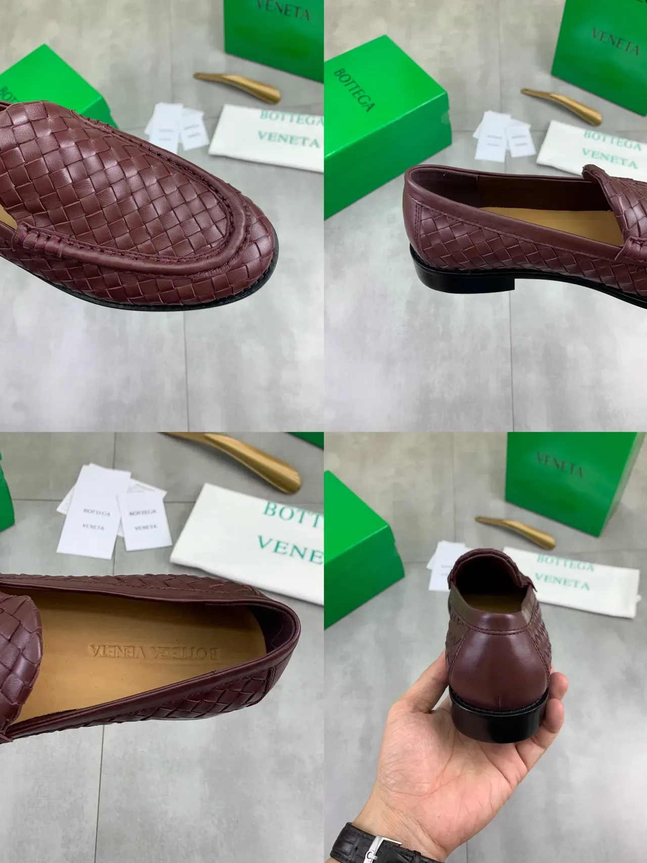 Bottega Veneta Brown Black Intrecciato Woven Leather Slip-On Loafer 2